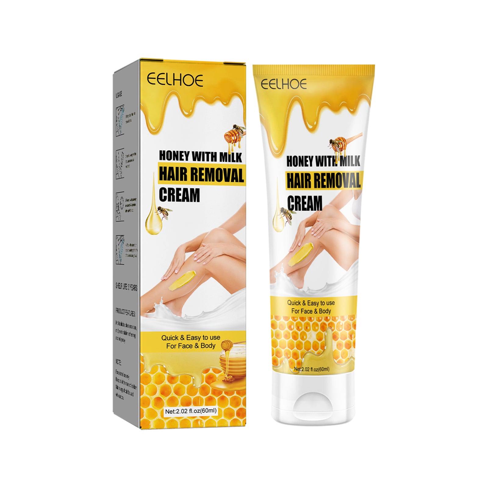 Honey And Milk Hair Removal Cream, Quick And Gentle Hair Removal All Over The Body Smooth Skin Hair Removal Cream