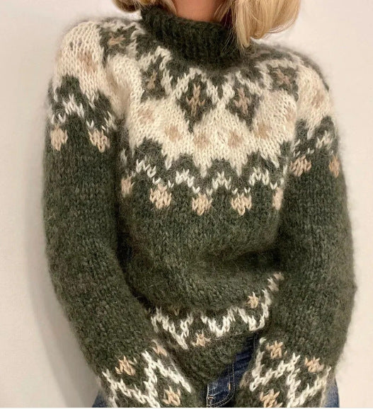 Round-neck Chunky-knit Cotton Fabric Top