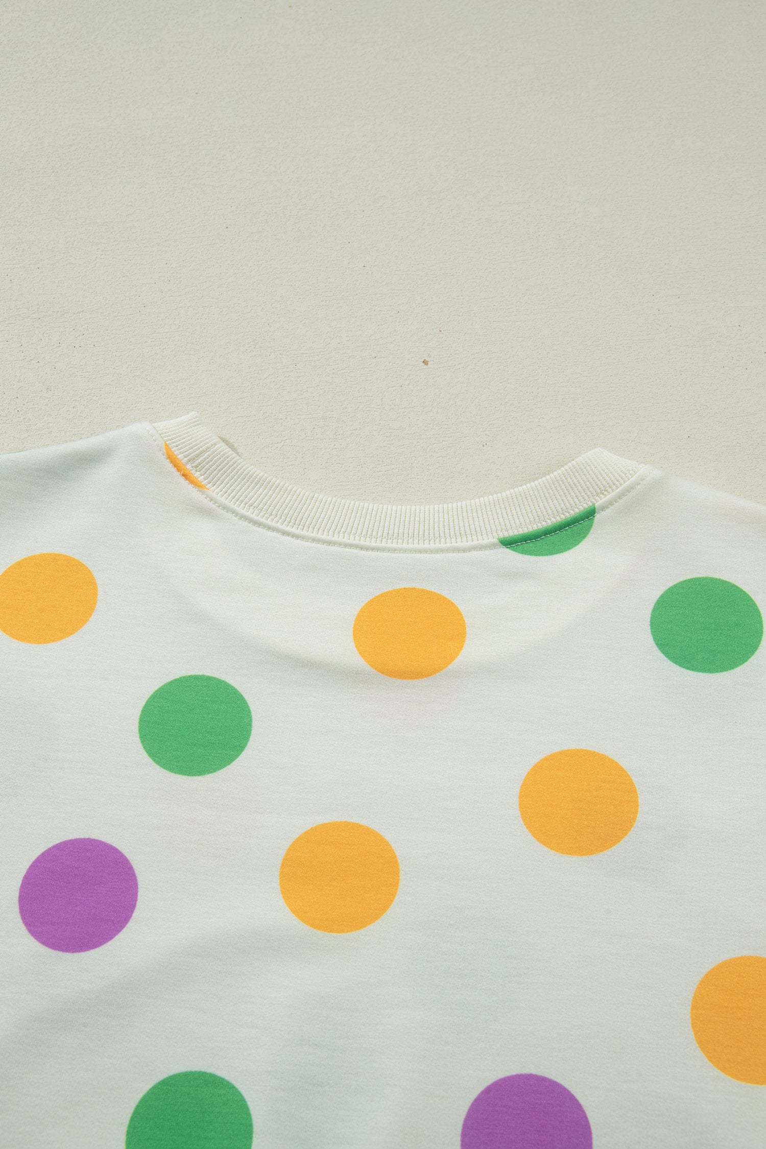 Multicolour Polka Dot Print Drop Shoulder Pullover Drawstring Shorts Set