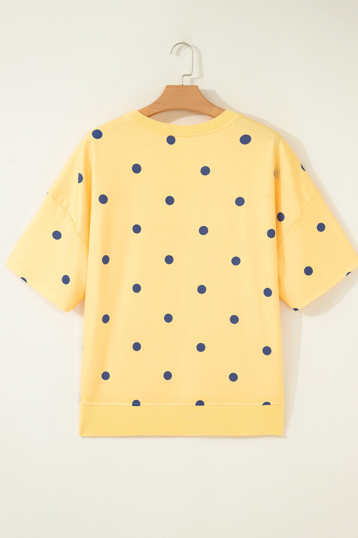 Beige Polka Dot Print Crossed Seam Detail Oversize Tee
