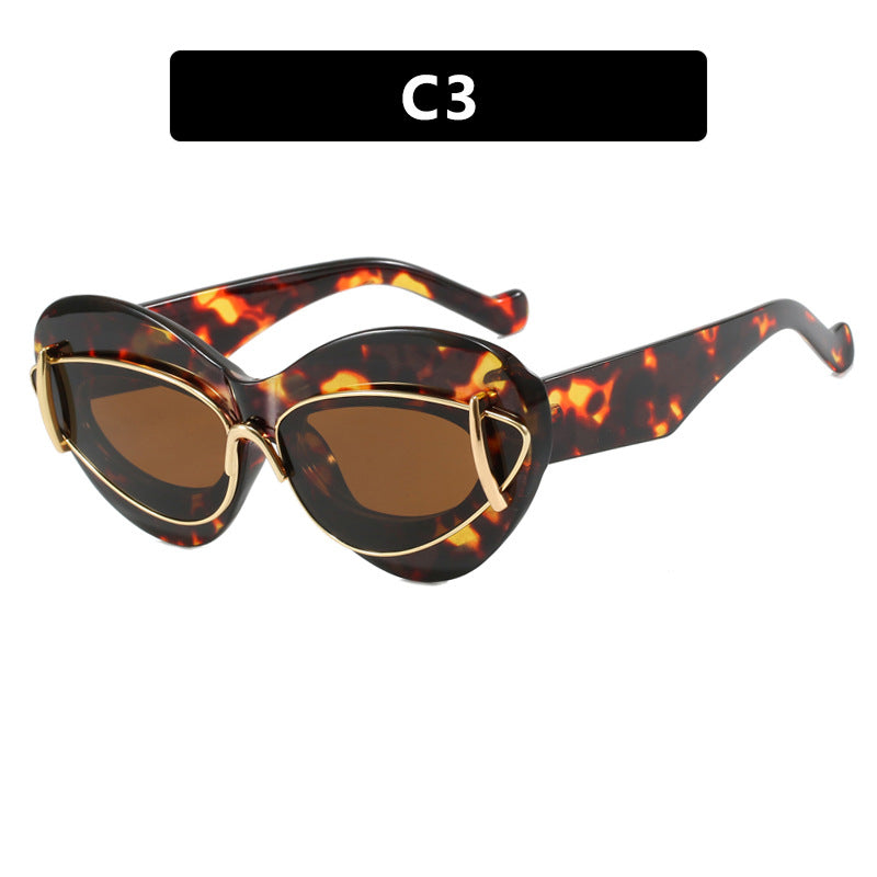 Exaggerated personality, cat eye sunglasses, new fashionable sunglasses, Instagram, internet celebrity, hip-hop sunglasses for women