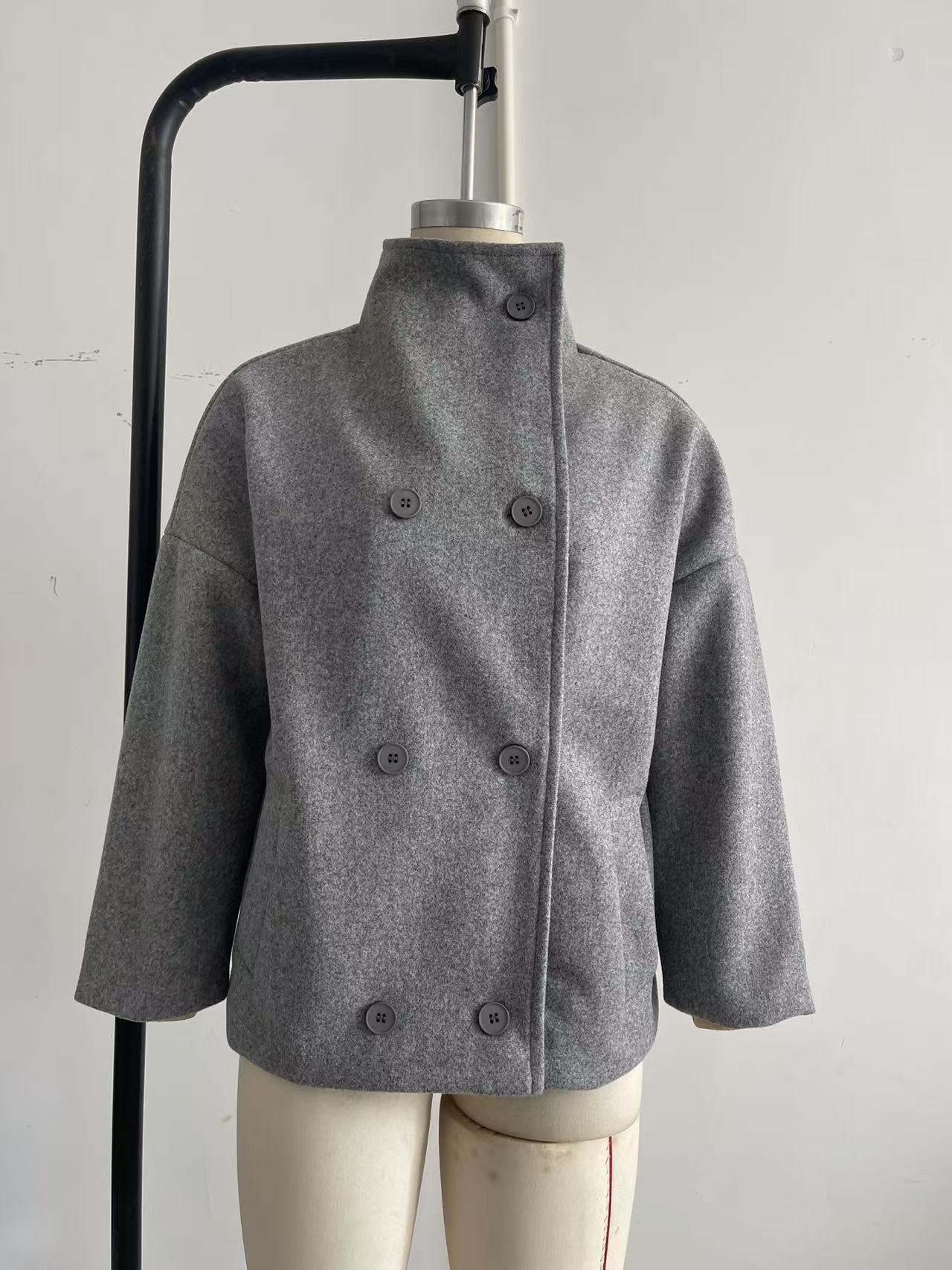 Women's Jacket Stand Collar Single Breasted Loose Woolen Coat