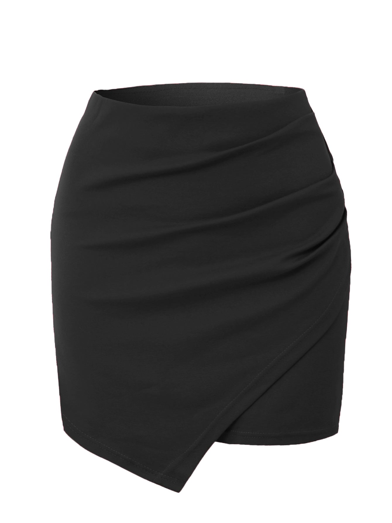 Irregularly Pleated Skirt American Style High Waist With Elastic Waistband