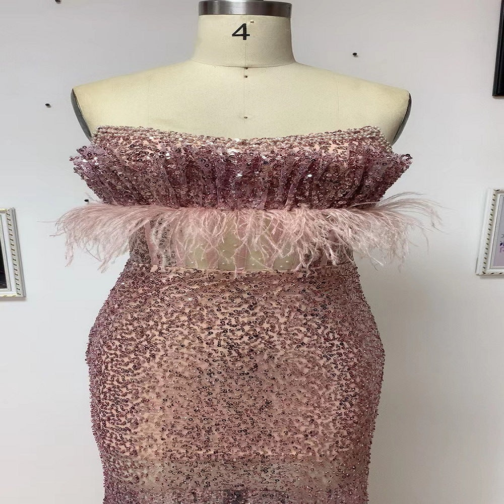 Women's Sequin Tube Top Temperament Dress