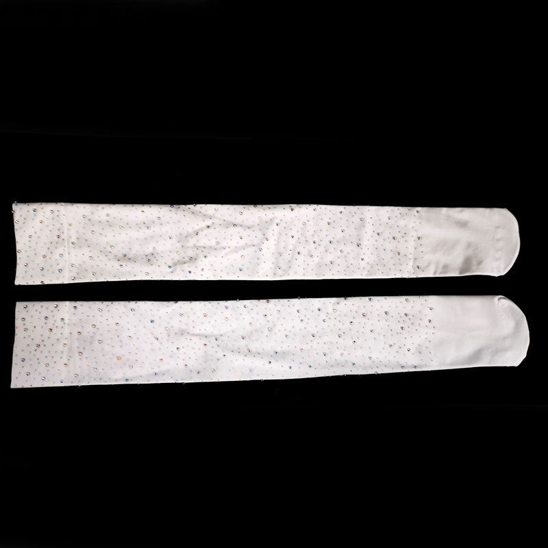 Black And White Knee Length Shiny Stockings