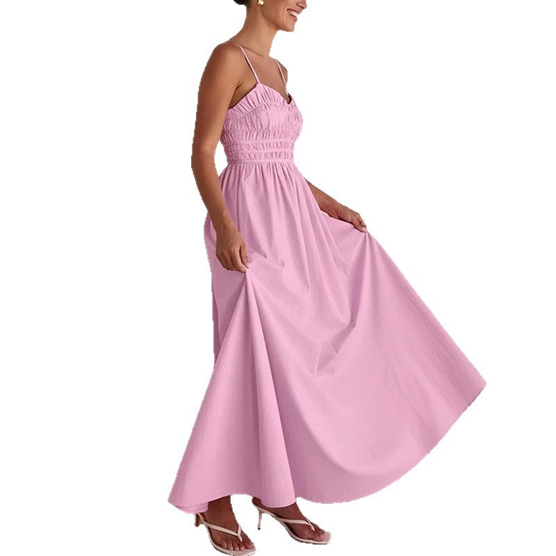 Elegant Solid-color Casual Fashionable Slip Dress With A Fitted Waist