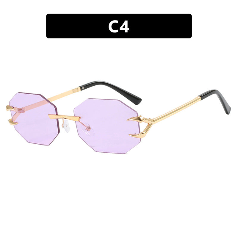 Devil Claw Sunglasses Personality Octagonal Frameless Cutting Edge Fashion Sunshade Sunglasses Concave Design