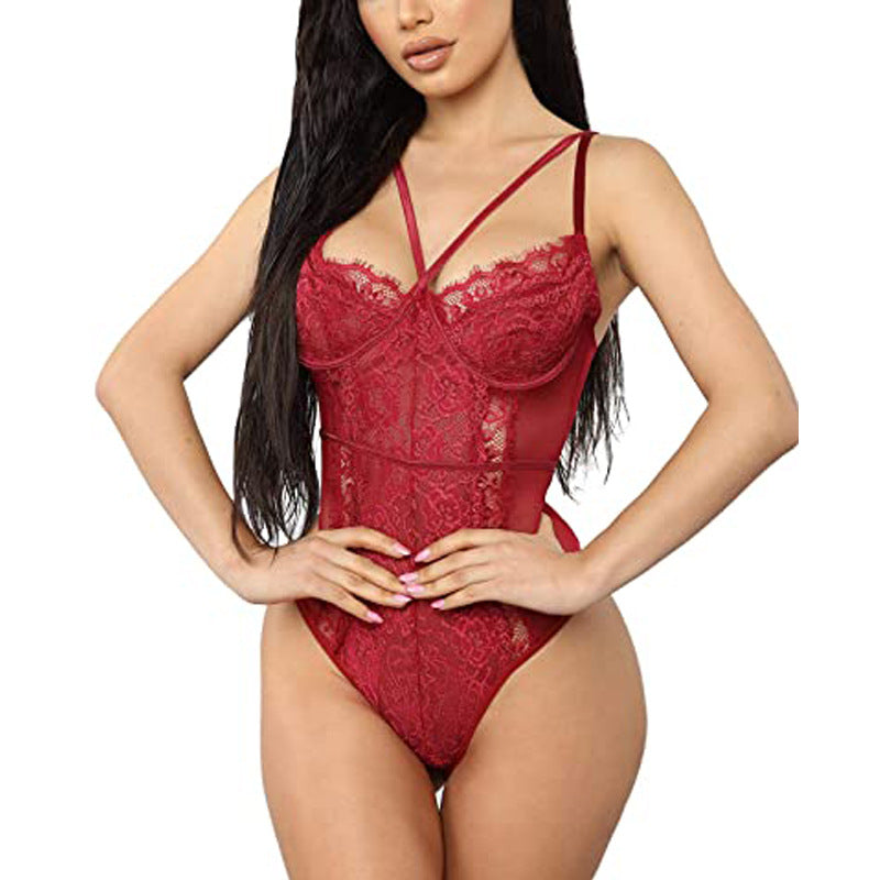 Thin Non-steel Ring Jacquard Sexy Jumpsuit