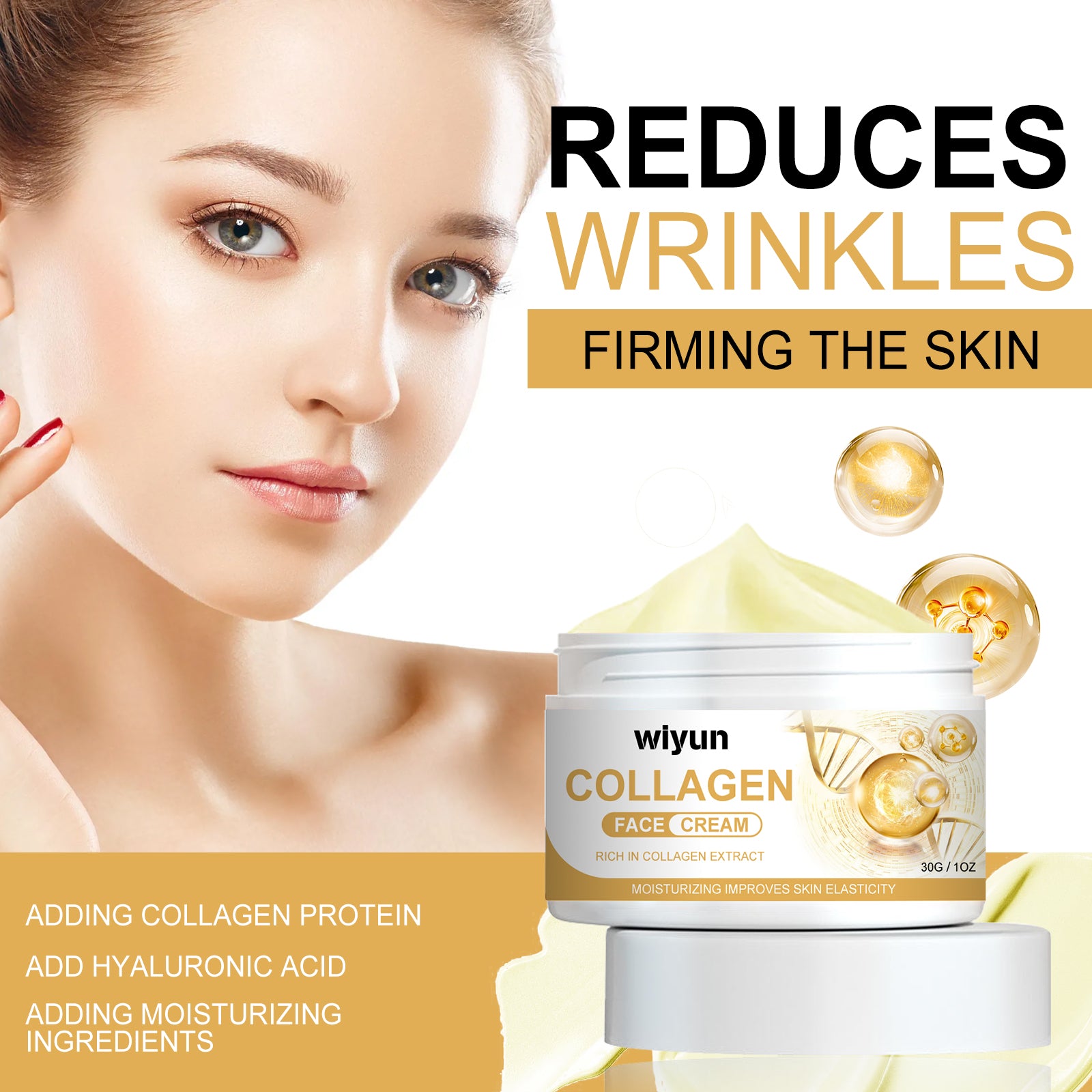 WIYUN Collagen Face Cream, Firming And Tender Skin Brightening Anti-Wrinkle Cream For Wrinkle Lifting And Wrinkling