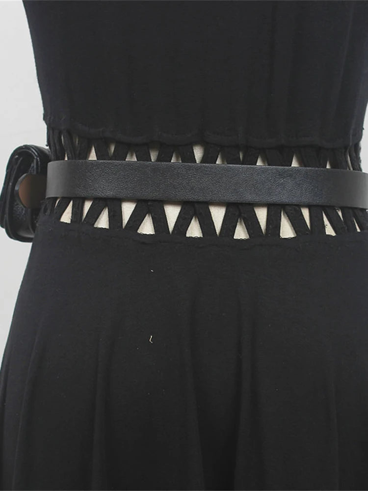 Mini Chain Belts Versatile Single Shoulder Diagonal Black Small Fresh Goddess Fan Casual Belts