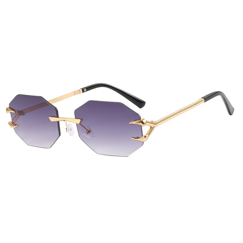 Devil Claw Sunglasses Personality Octagonal Frameless Cutting Edge Fashion Sunshade Sunglasses Concave Design