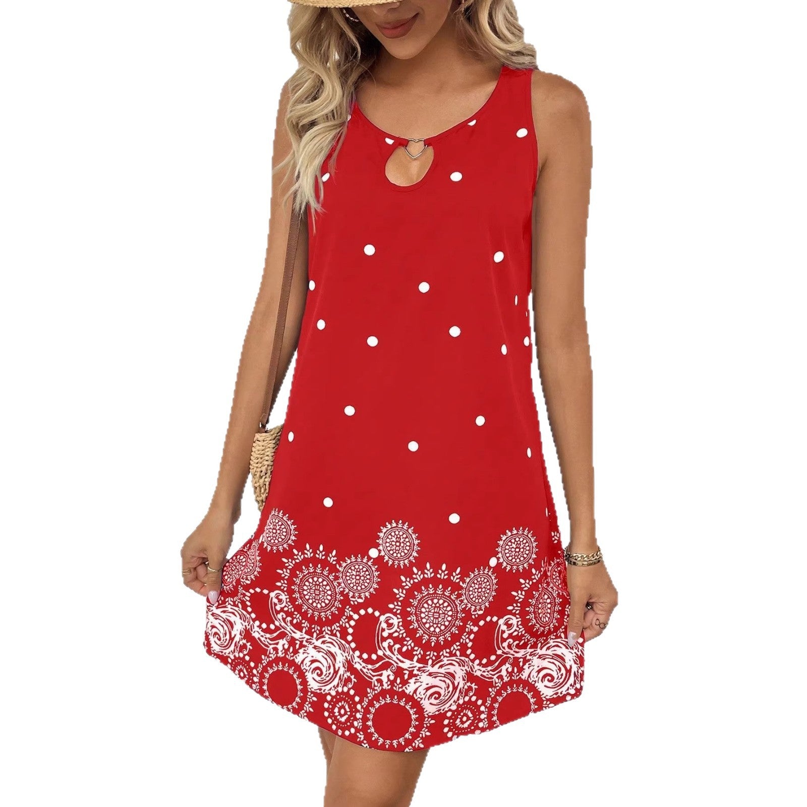 Womens Casual Printed Sleeveless Dress