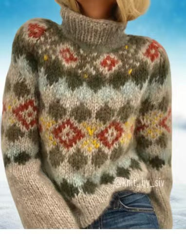 Turtleneck Loose Multicolor Fashion Pullover Sweater