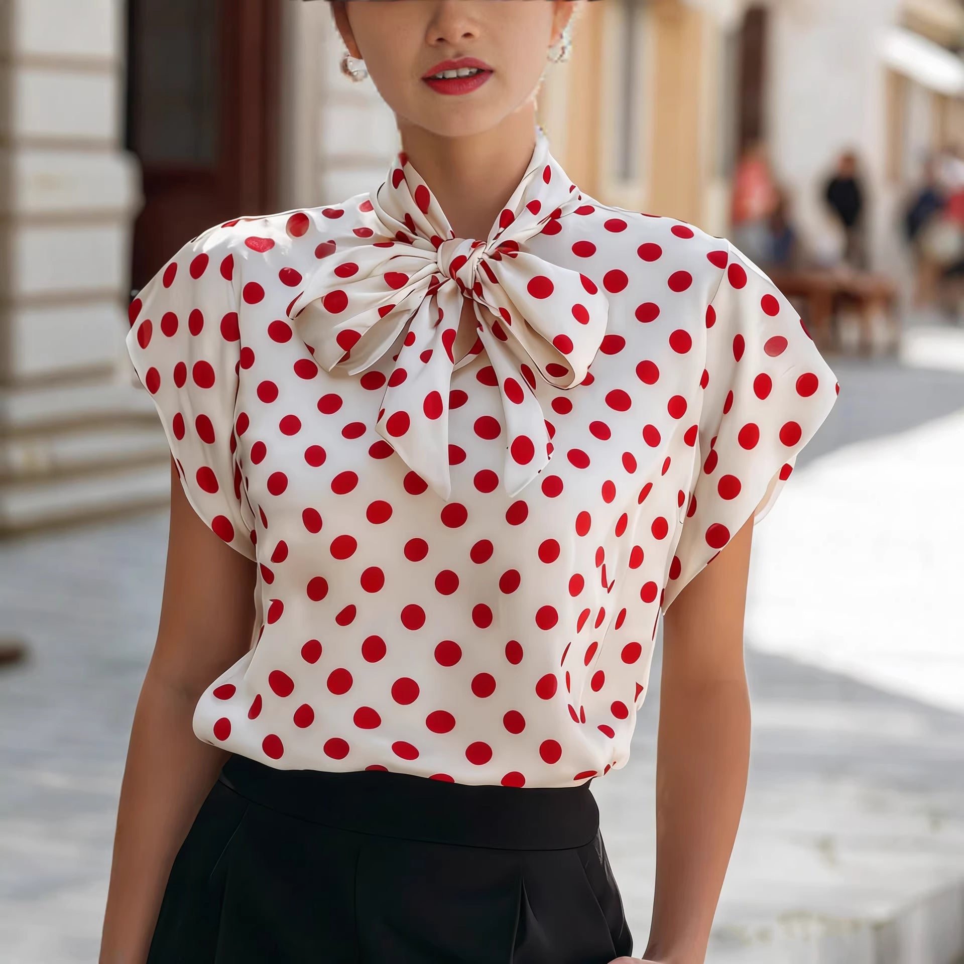 New Style Bow-Knot Collar Elegant Commuter All-Match Shirt For Women