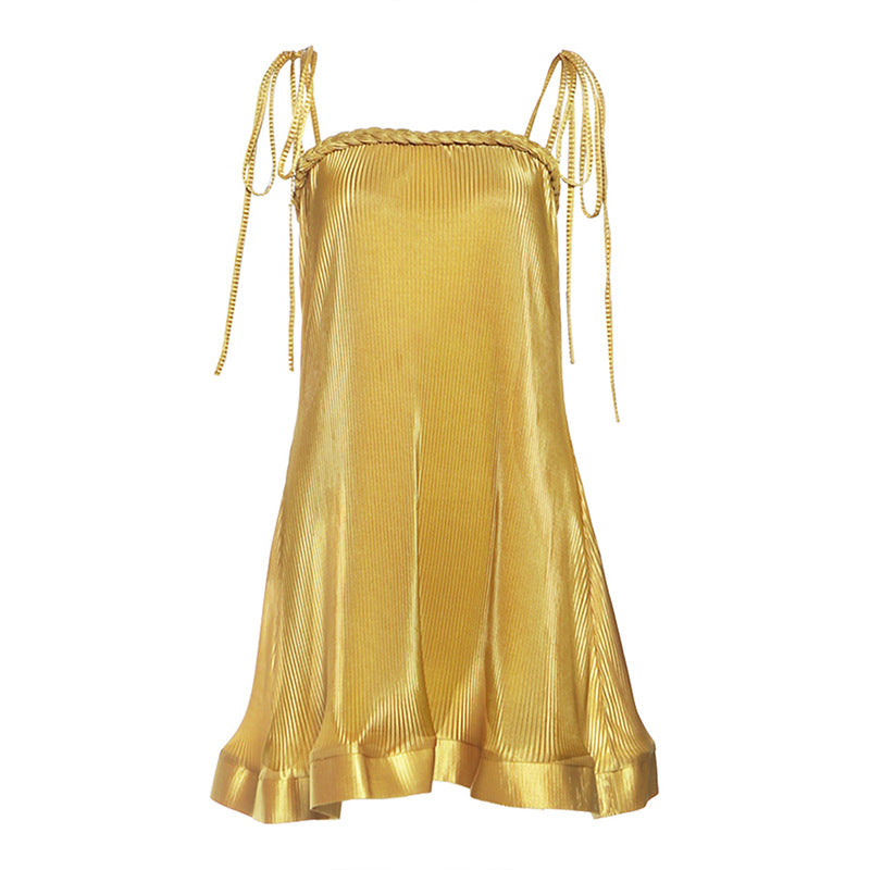 Solid-color Glossy Camisole Dress For Women