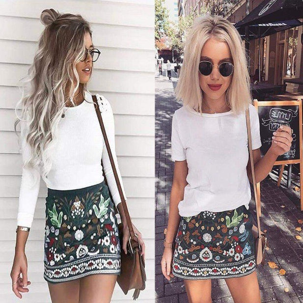 Printed Short Skirt Lady tutu hip Bust skirts Women's Skirt