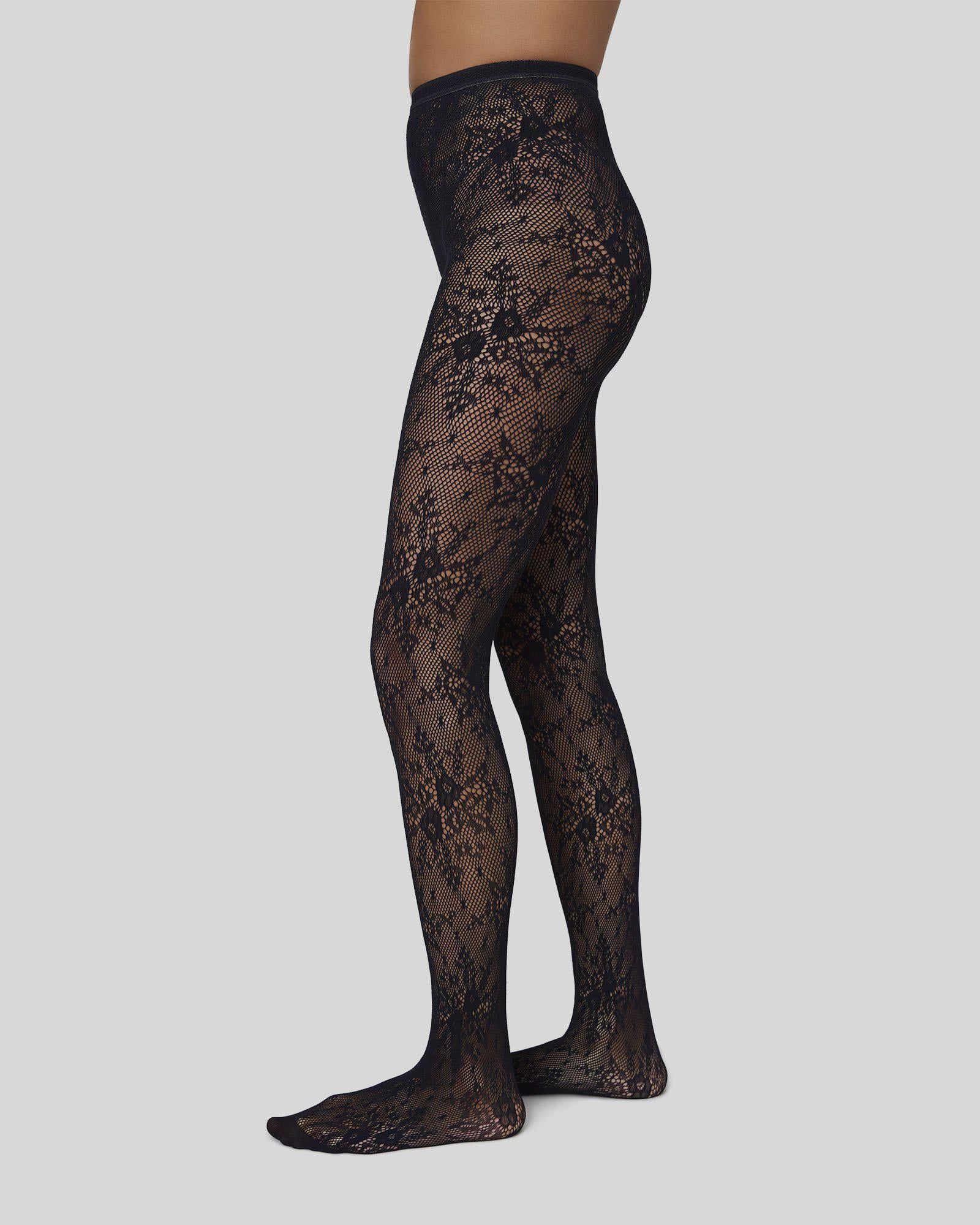 Rosa Lace Tights - Black - XL | Swedish Stockings