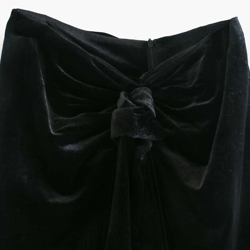European and American autumn velvet fringed skirt