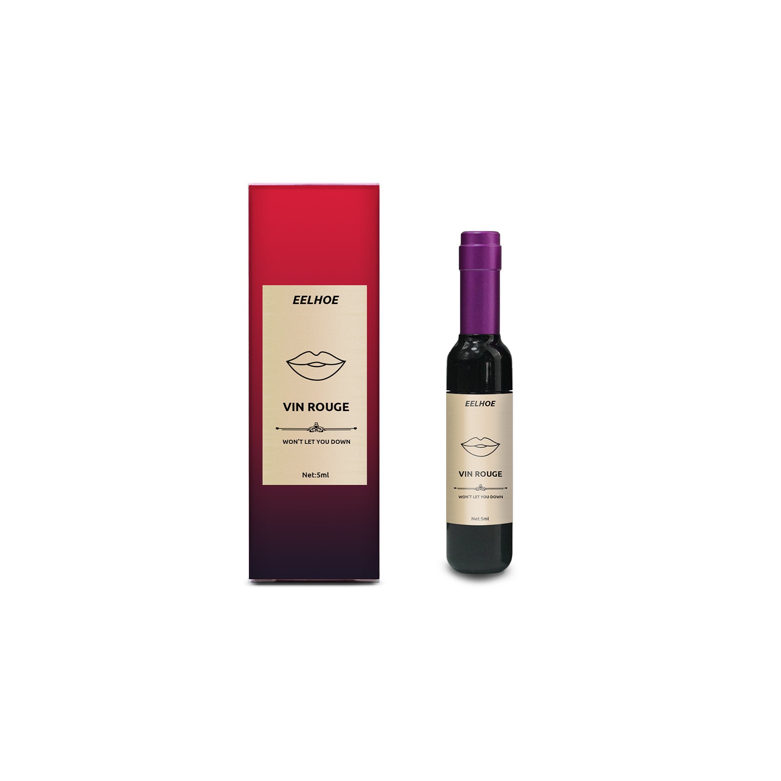 Vin Rouge Lip Tint, Non-Stick Cup Color Development Portable Waterproof Non-Fading Moisturizing Red Wine Bottle Lip Glaze