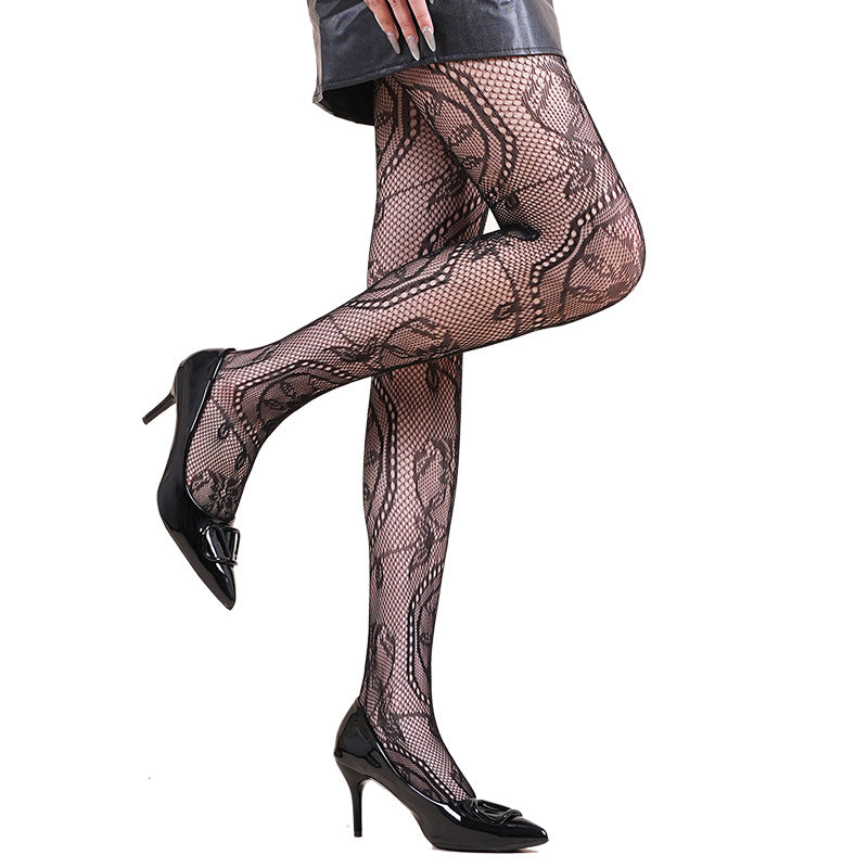 Halloween Spider Web Leopard Print Fishnet Stockings Women
