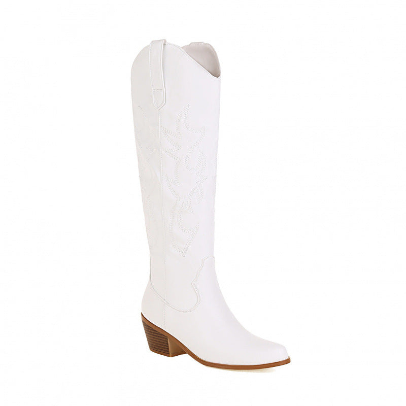 Western Cowboy Embroidered High-Heel Boots