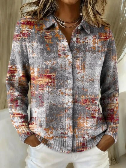 Womens Retro Plaid Printed Long-Sleeve Shirt With Star Design