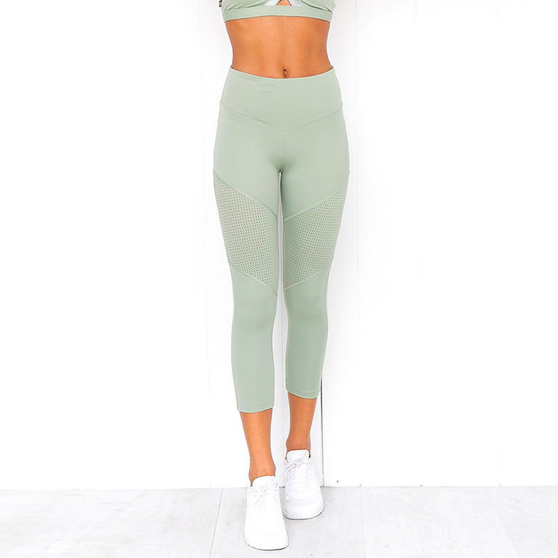 Pure color stitching yoga tights