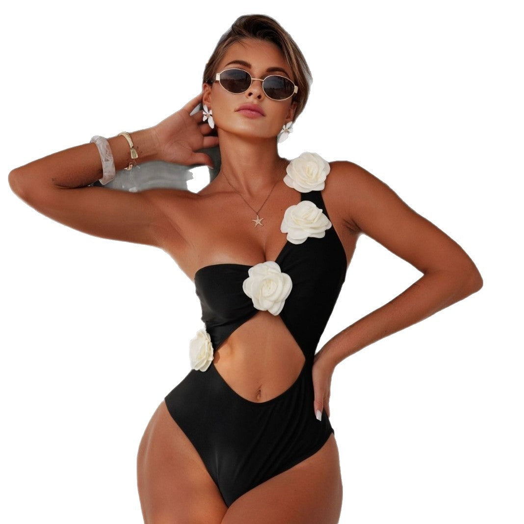 Solid Color One Piece Swimsuit For Women
