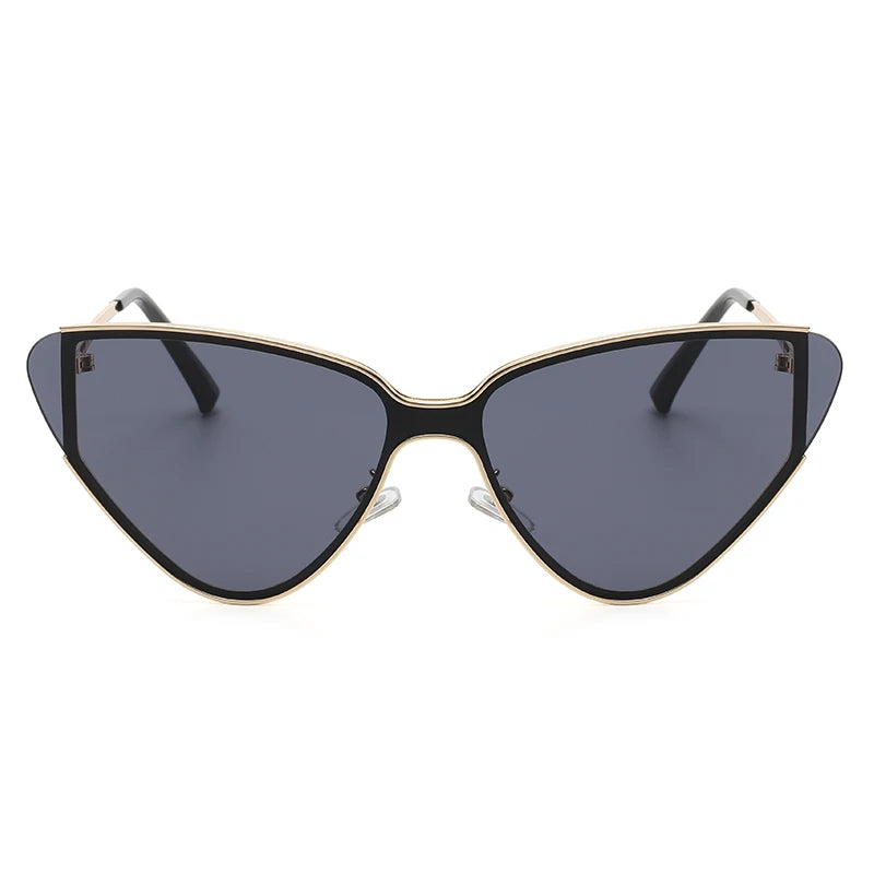 New large frame metal cat eye retro sunglasses for women