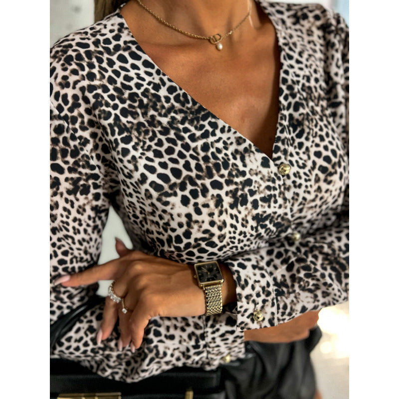 Products In Stock Shirt Leopard Print Long Sleeve