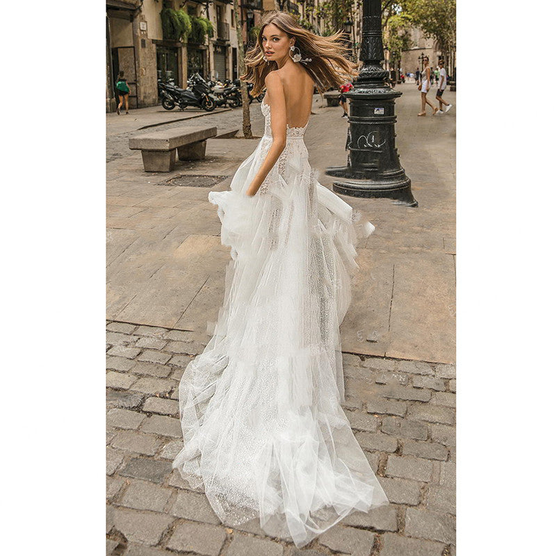 Angel Wedding Dress Queen Sexy Lace Bridal Travel Shooting Location Sea View Mermaid Light Wedding Dress Wholesale W920