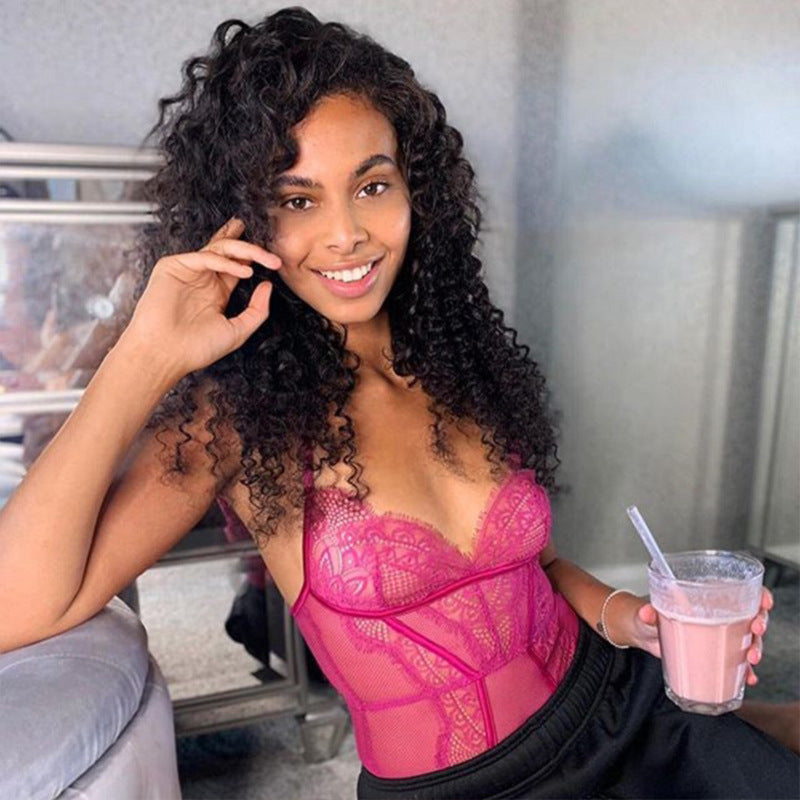 Stitching V-Neck Ladies Sling Bodysuit