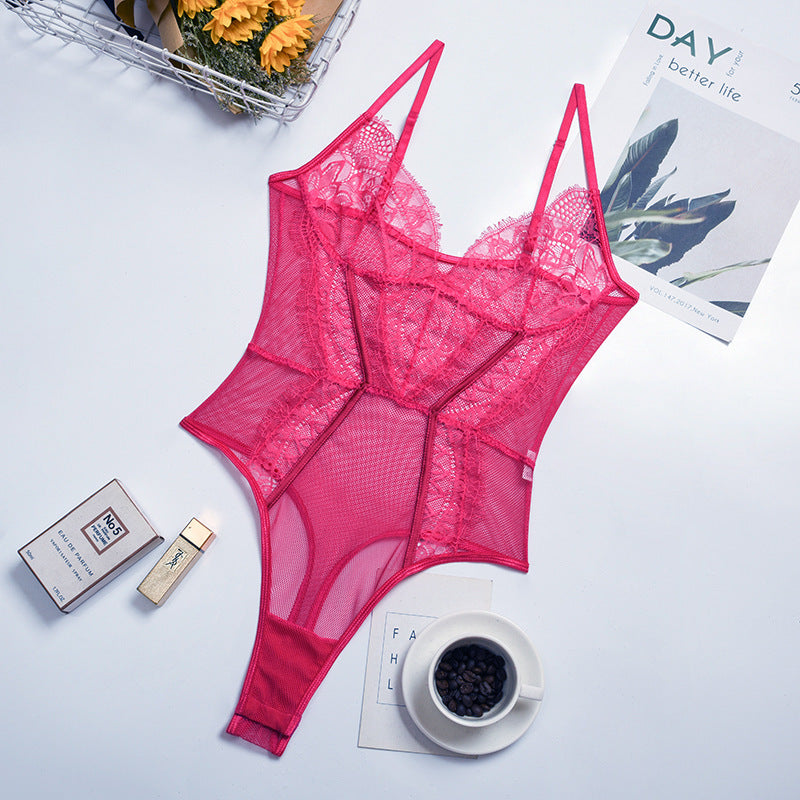 Stitching V-Neck Ladies Sling Bodysuit