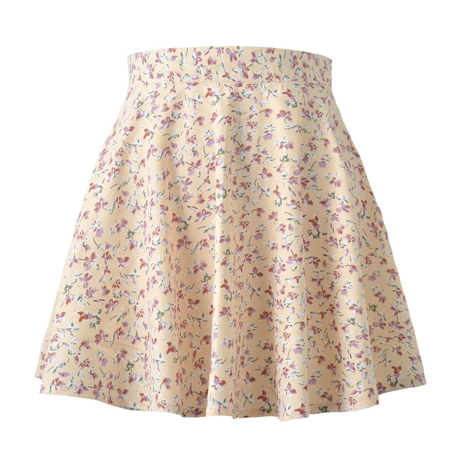 Women's Floral Skirt High Waist Umbrella Skirt Invisible Zipper Chiffon Print Short Skirt Women