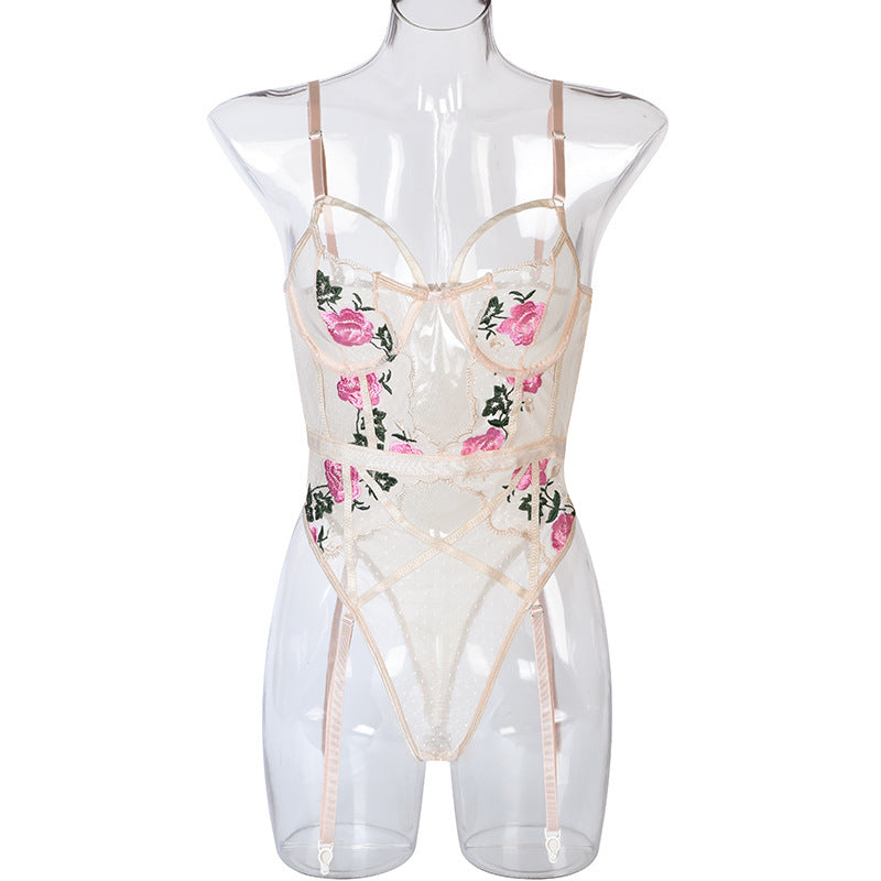 Women's Lace Mesh Stitching Bodysuit