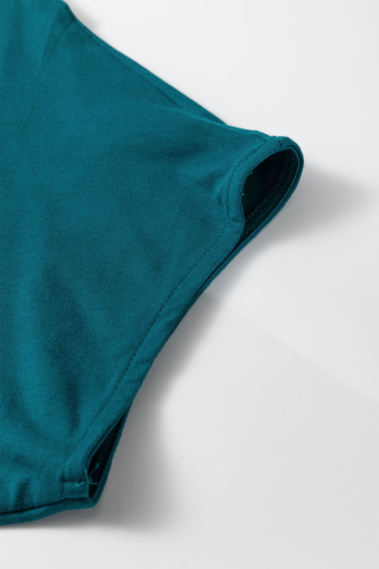 Blue Sapphire Plus Size Solid Color Asymmetric Neck Short Sleeve Blouse