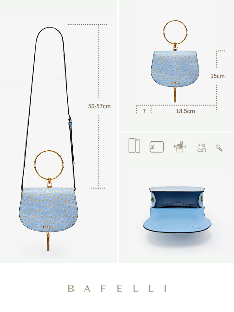 Borsa da donna nuova borsa ad anello design originale borsa a tracolla in oro 18 carati piccola borsa da sella di lusso leggera di nicchia