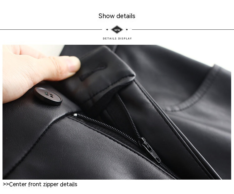 Autumn And Winter Fleece-lined Thickened Side Slit PU Leather Hip Skirt