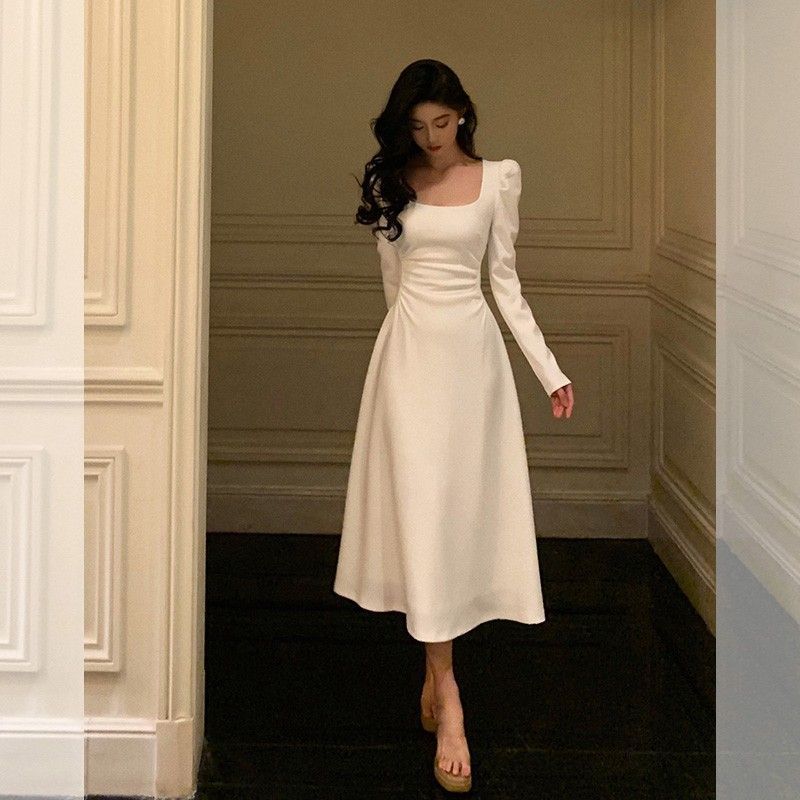 French-style Sophisticated Black Dress For Women