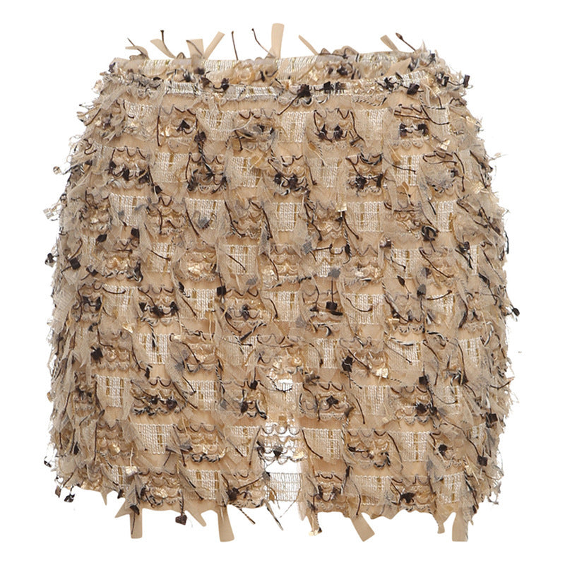 Street Trend Creative Stripes Tassel High Waist Slim Fit Skirt Women