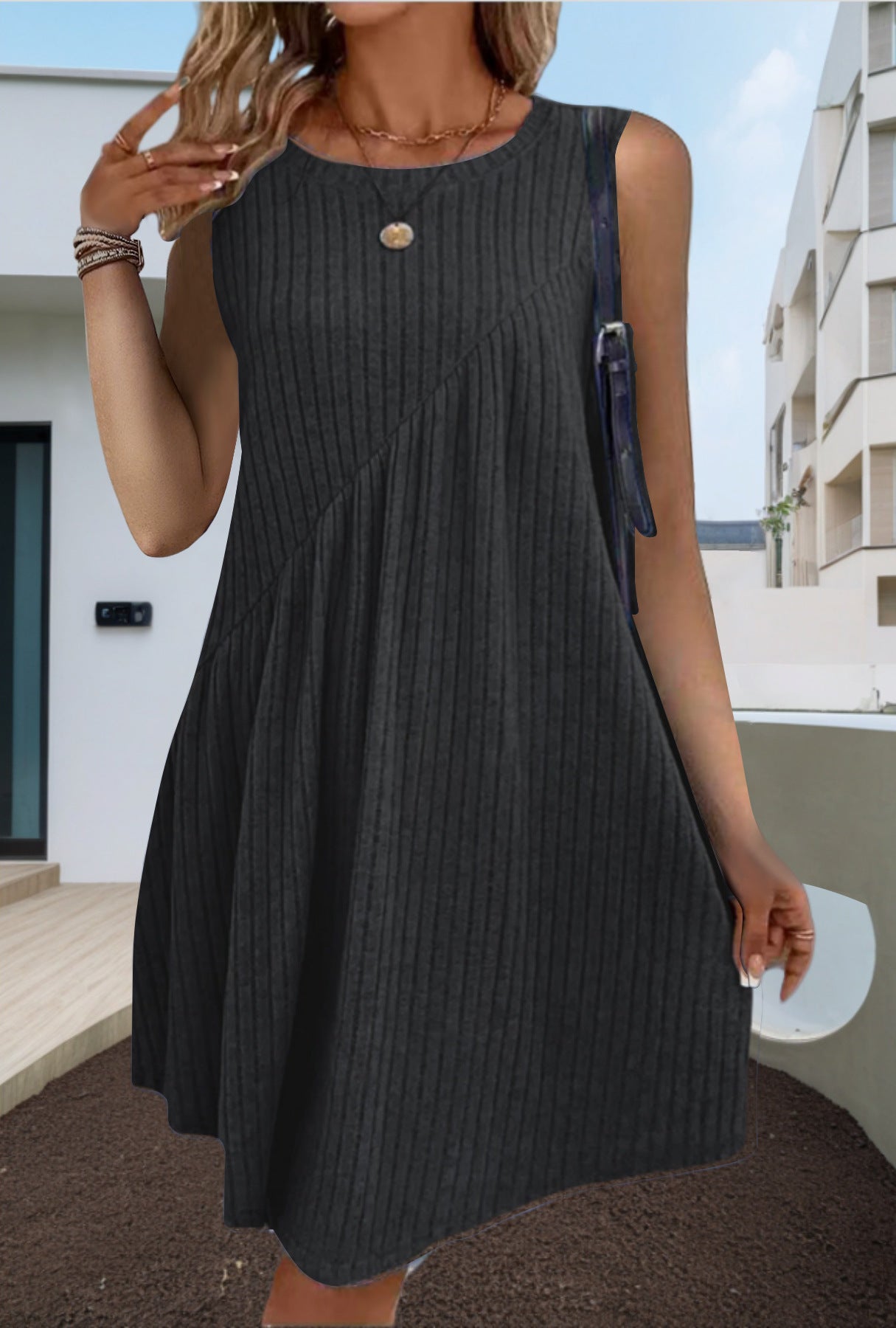 Irregularly Brushed Solid-Color Sleeveless Jumpsuit For Women