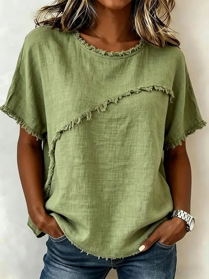 Women's Round-Neck Casual Loose Short-Sleeve Top