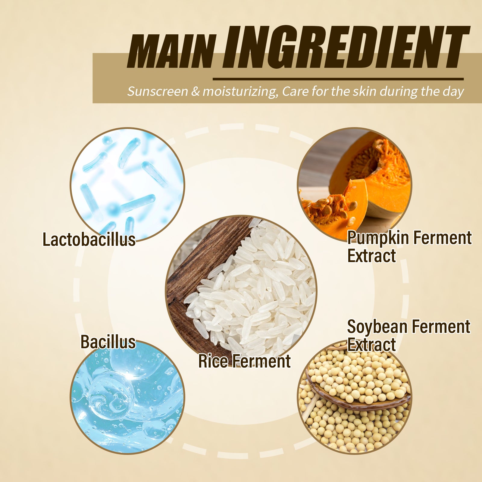 Rice Probiotic Protective Cream, Refreshing Anti-UV Moisturizing Face Protective Cream