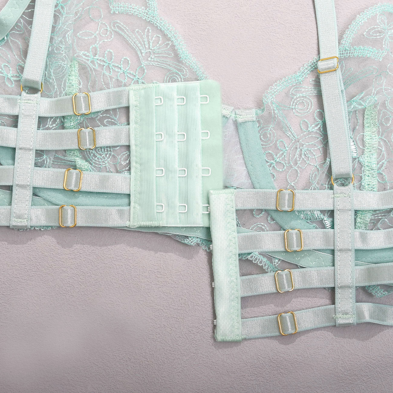 Embroidered Mesh Body Shaping Two Piece Suits