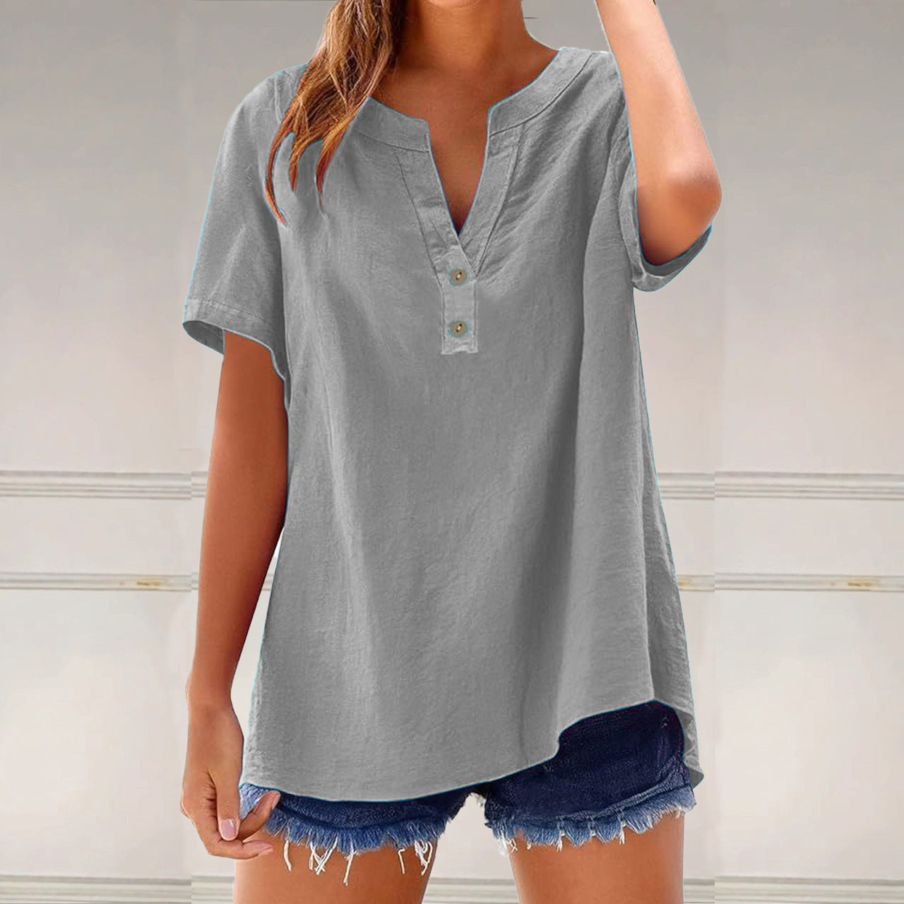 Women's Fashionable Cotton And Linen All-Match Top