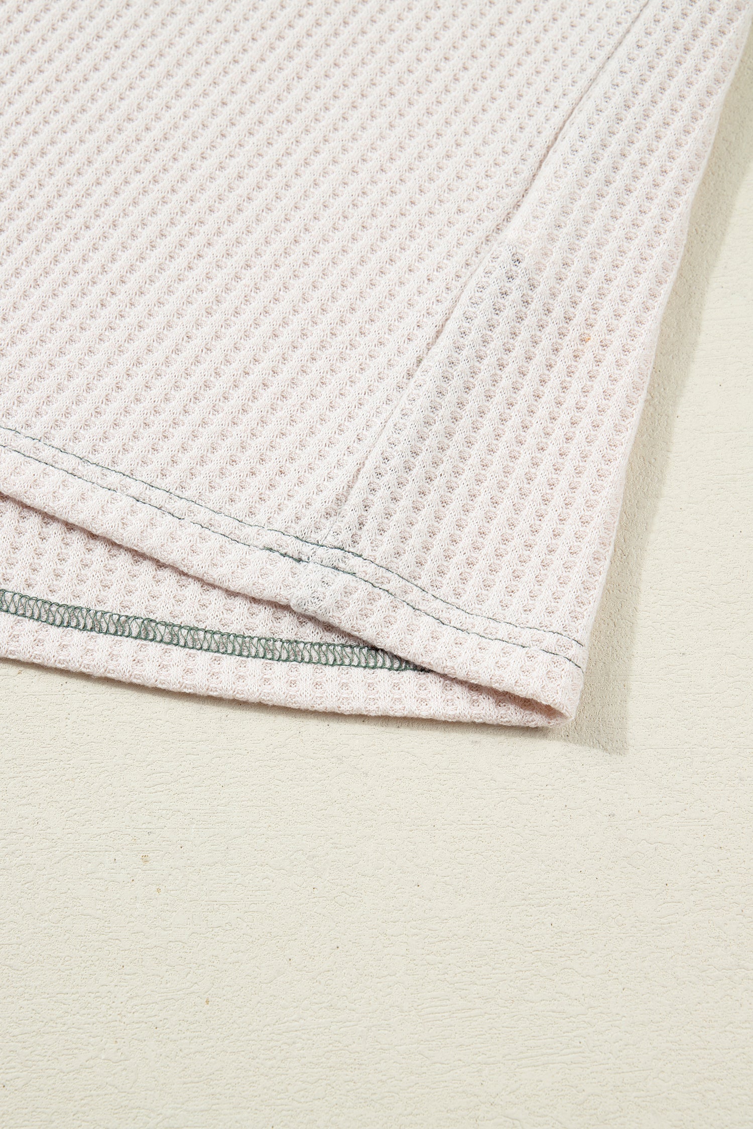 Mist Green Plus Size Waffled Color Block Long Sleeve Top