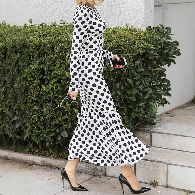 Slimming Figure-hugging Polka-dot Dress