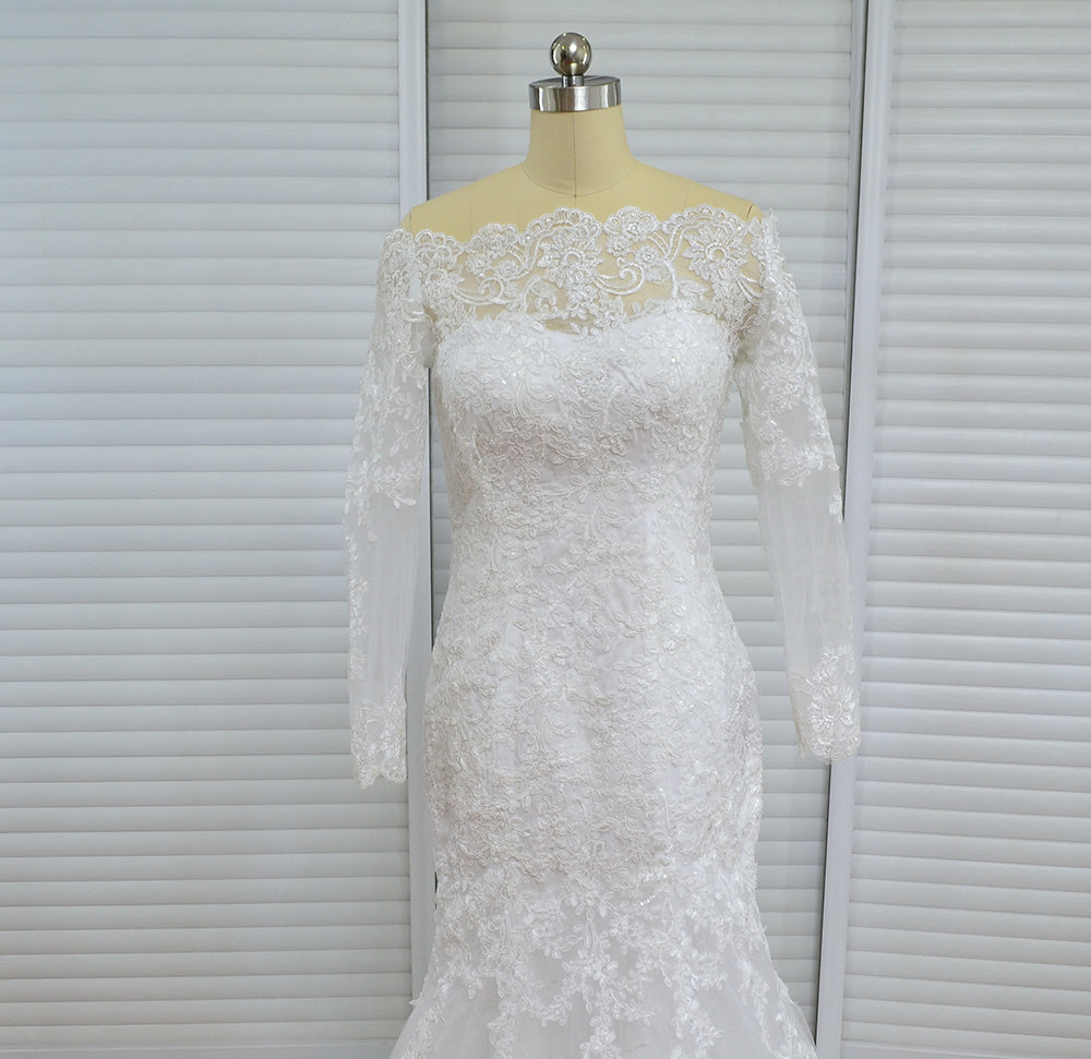 New Bridal One Shoulder Trailing Wedding Dress