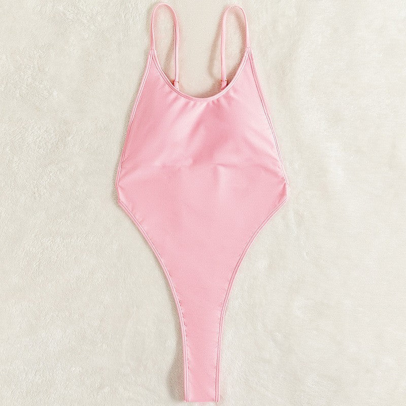 Fashion One-piece Swimsuit Women's Triangle Solid Color