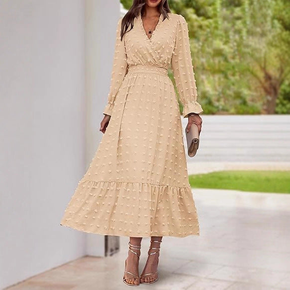 Elegant Cross-Border Fit-and-Flare Jacquard Dress